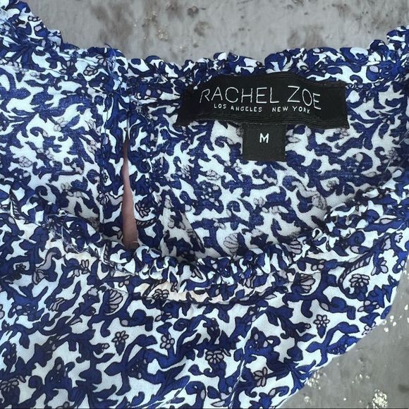 Rachel Zoe Blue Floral Peplum Darted Sleeveless Blouse with Keyhole Back👚💗 - Picture 5 of 5